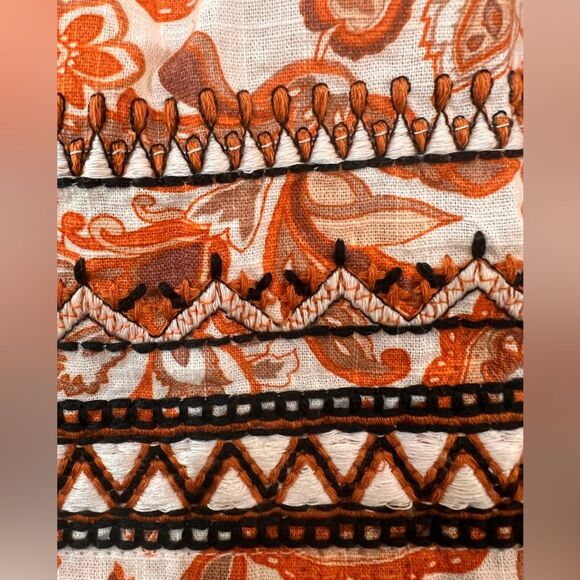 Anthropologie Paisley Puff-Sleeve Babydoll Blouse Scoop Neck Boho Cotton L NWT - Picture 8 of 9